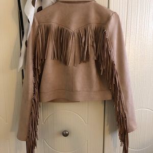 Bebe fringe jacket in blush